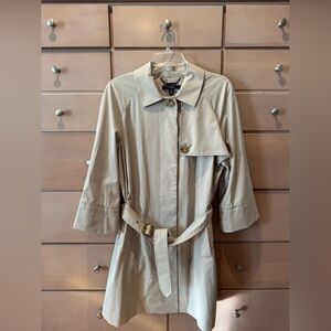 Vintage Brooks Brothers Women’s Short Beige Trench Coat With Belt Size 12